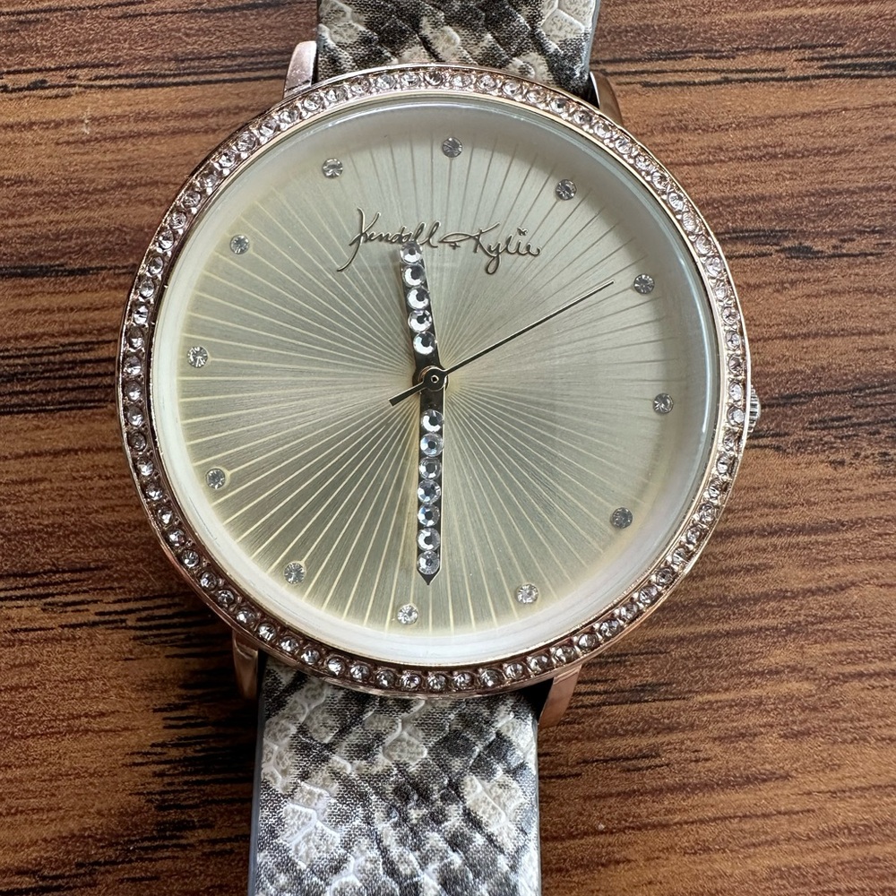 Kendall & Kylie Snake Print Watch - Silver and Cream - Picture 2 of 4